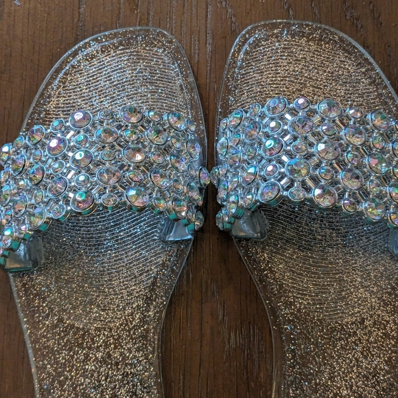 Gorgeous New Sparkly Sandals With Faux AB Rhinestones, SZ 6 - Picture 9 of 10